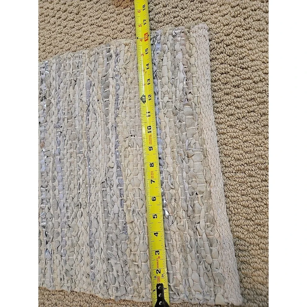 AMAZING‎ LEATHER RAG RUG Gray VINTAGE 88